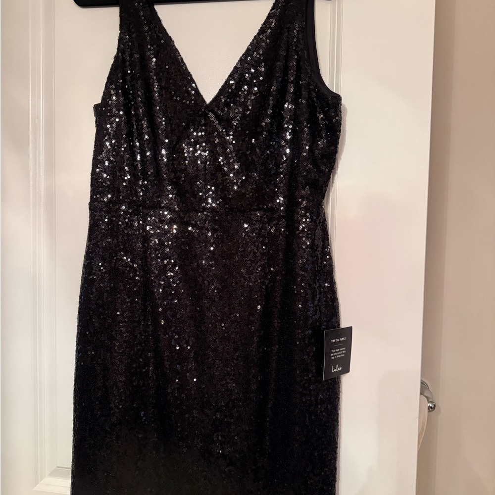 Lulu's Shimmering Black Sequin Mini Dress